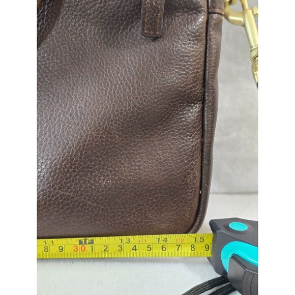 Mark & Graham Brown Leather Briefcase With Gold Hardware & Adjustable Strap - Picture 8 of 11